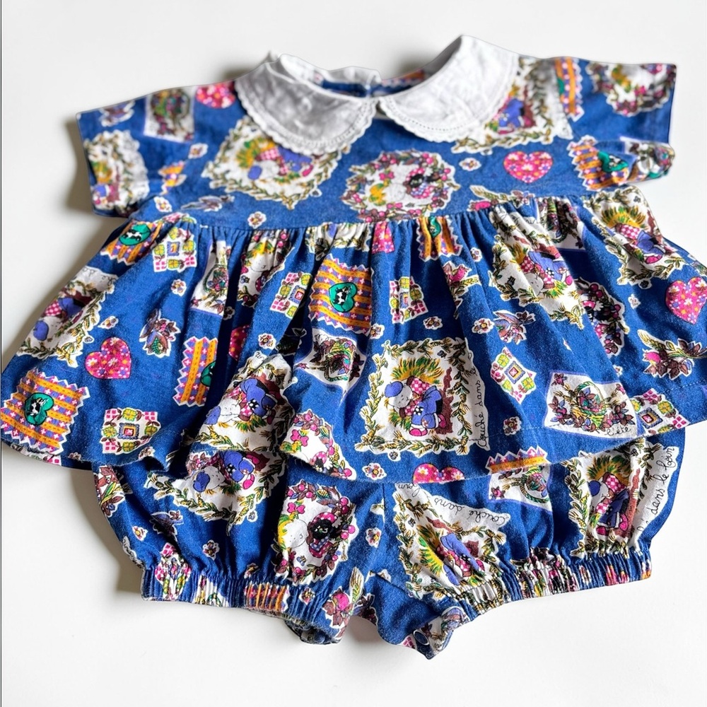 Vintage Baby Dress Set 6 Months Cotton Outfit